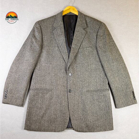Savile Row Macys Suit Jacket Blazer Gray Single-Breasted Notch Lapel Men's L 44 - Picture 1 of 14